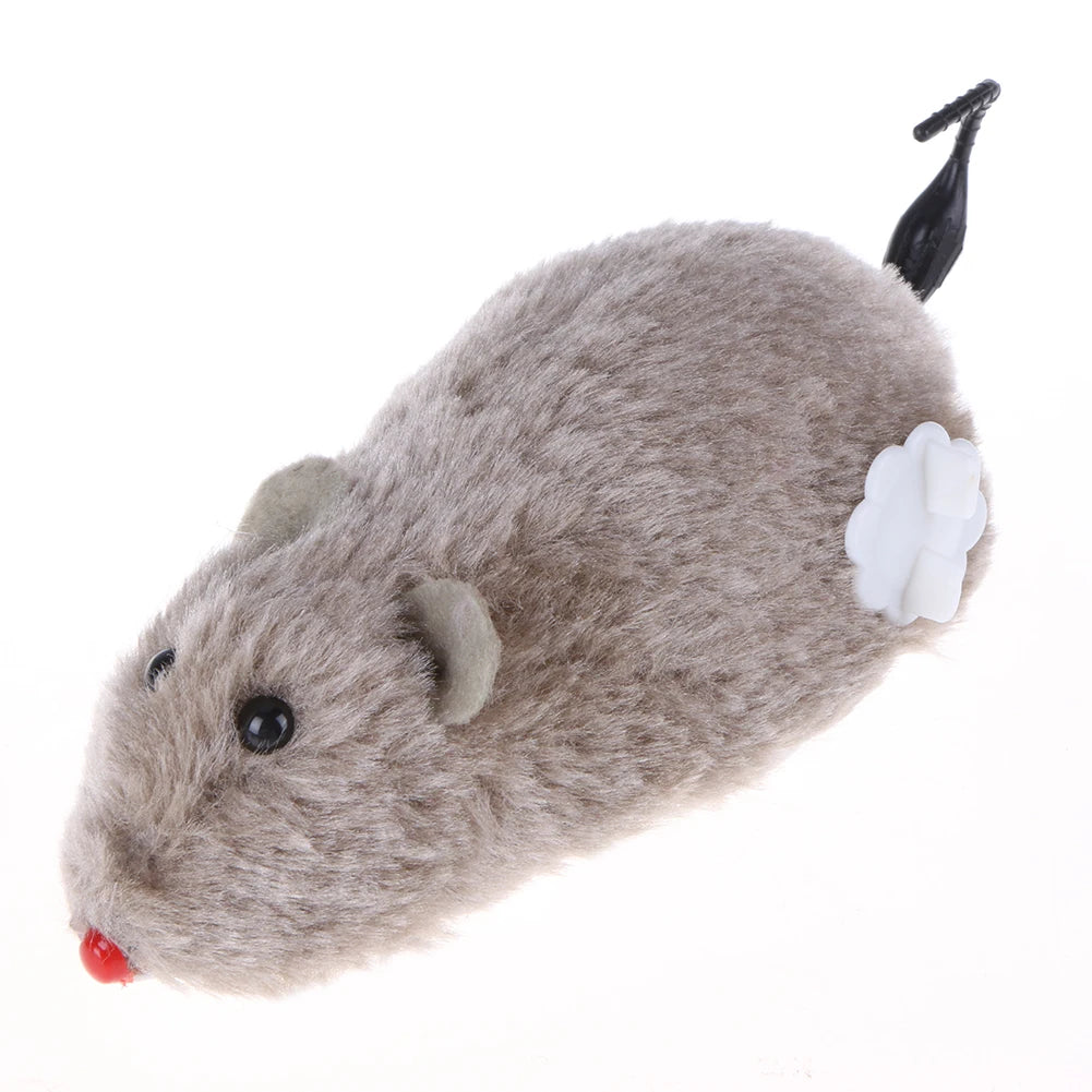 Kitten Clockwork Spring Mouse Plush TPR Cat Mechanical Motion Running Rat Toys Pet Supplies Interactive Playing Doll