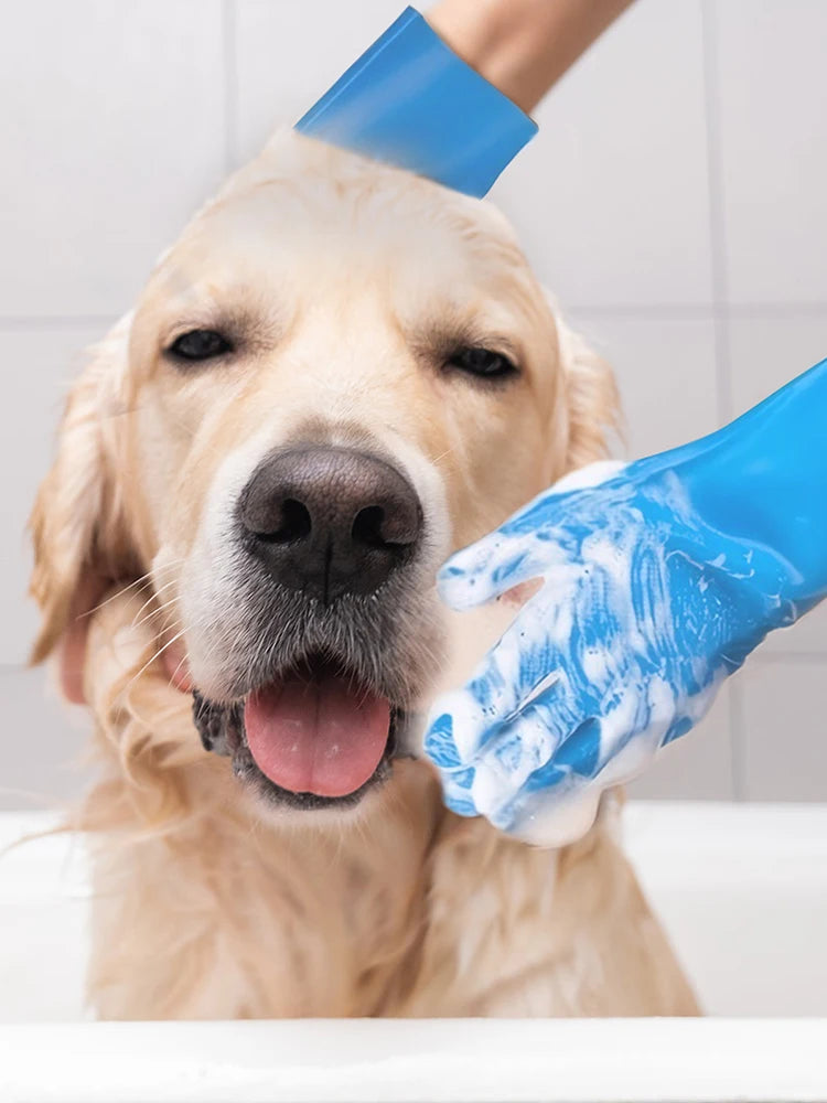 6PCS Pet Grooming Kit Silicone Dog Toothbrush Finger Dog Bath Gloves Dog Shampoo Brush Pet Grooming Gloves Dog Cat Bath Supplies