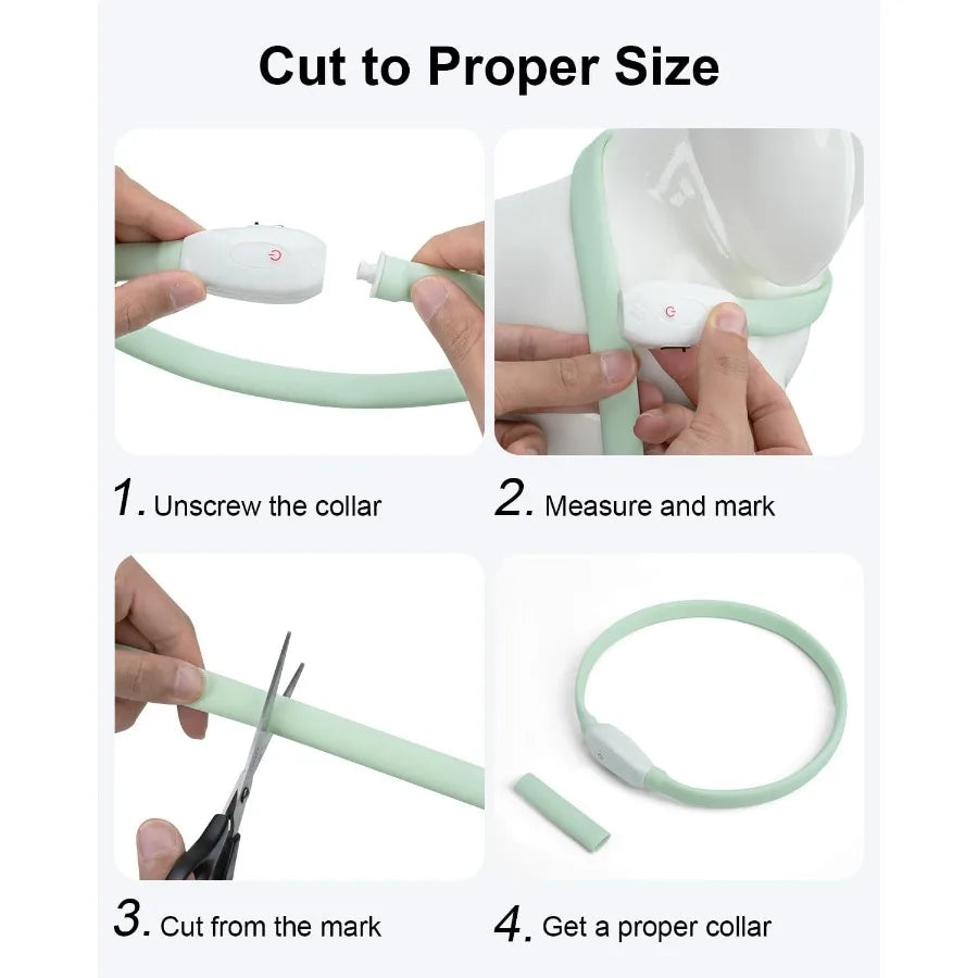 Light Up Dog Collar Rainproof and Rechargeable LED 9 Flashing Modes Glow for Night Walking Cuttable Soft Silicone Collar for La