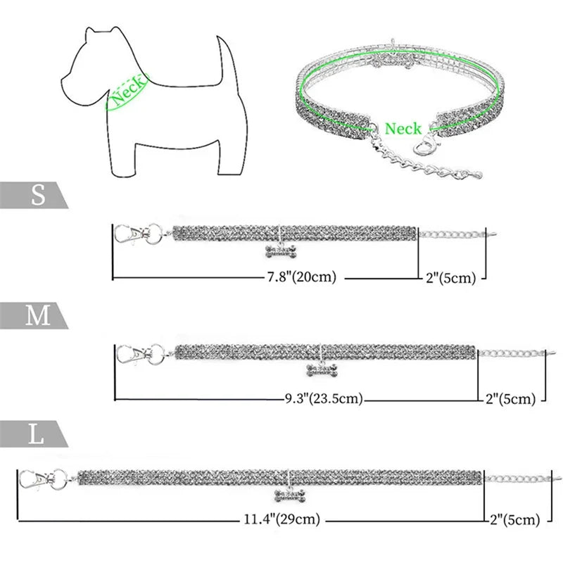 Bling Rhinestone Dog Collar Crystal Puppy Chihuahua Pet Dog Collars Leash For Small Medium Dogs Mascotas Accessories S M L Pink