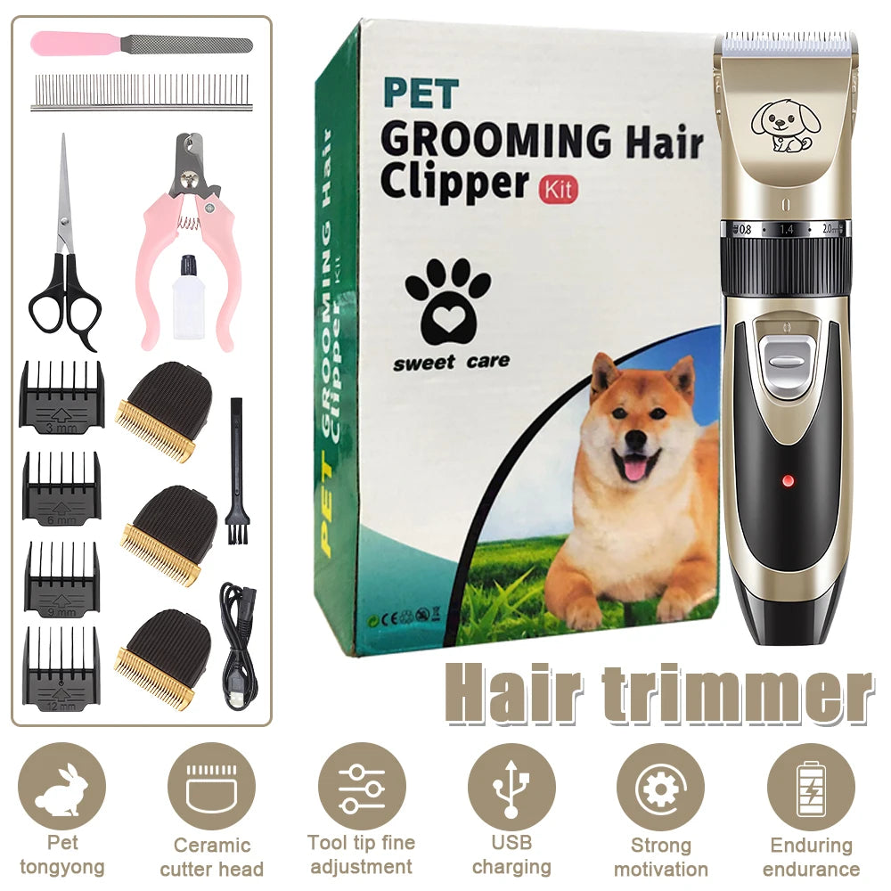 Pet Clipper Grooming Kit Rechargeable Pet Hair Trimmer Shaver Haircut Set For Cat Dog Hair Cutting Remover Machine Professional