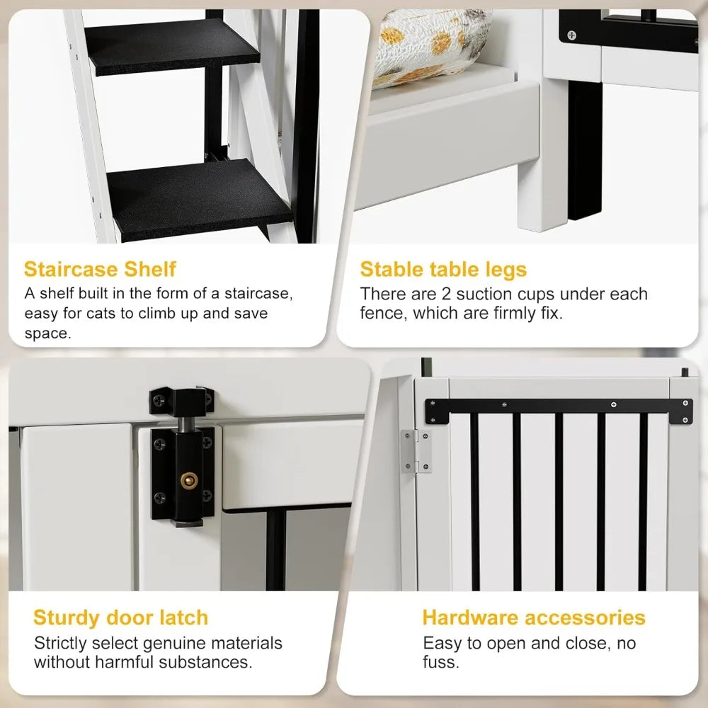 Loft-Style Dog Crate Furniture with Double Doors, Heavy Duty Dog Kennel Indoor for Medium and Large Dogs, Wooden Pet House