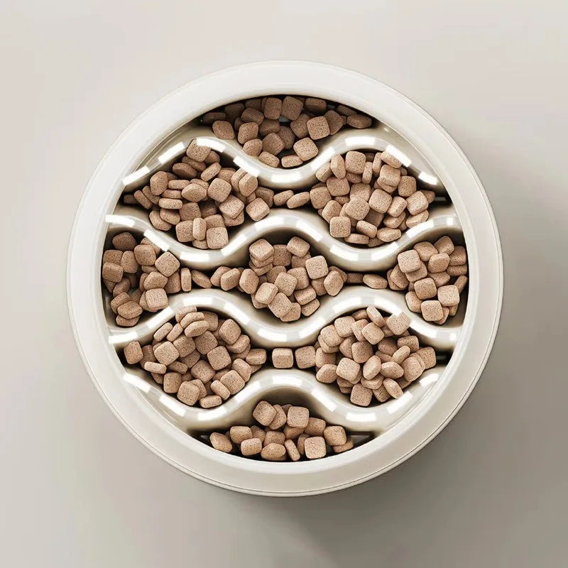 Simple Design Pet Slow Feeding Bowl, Wavy Column Design, Dual-Purpose for Food & Water, Easy To Clean, for Cats & Dogs Feeding