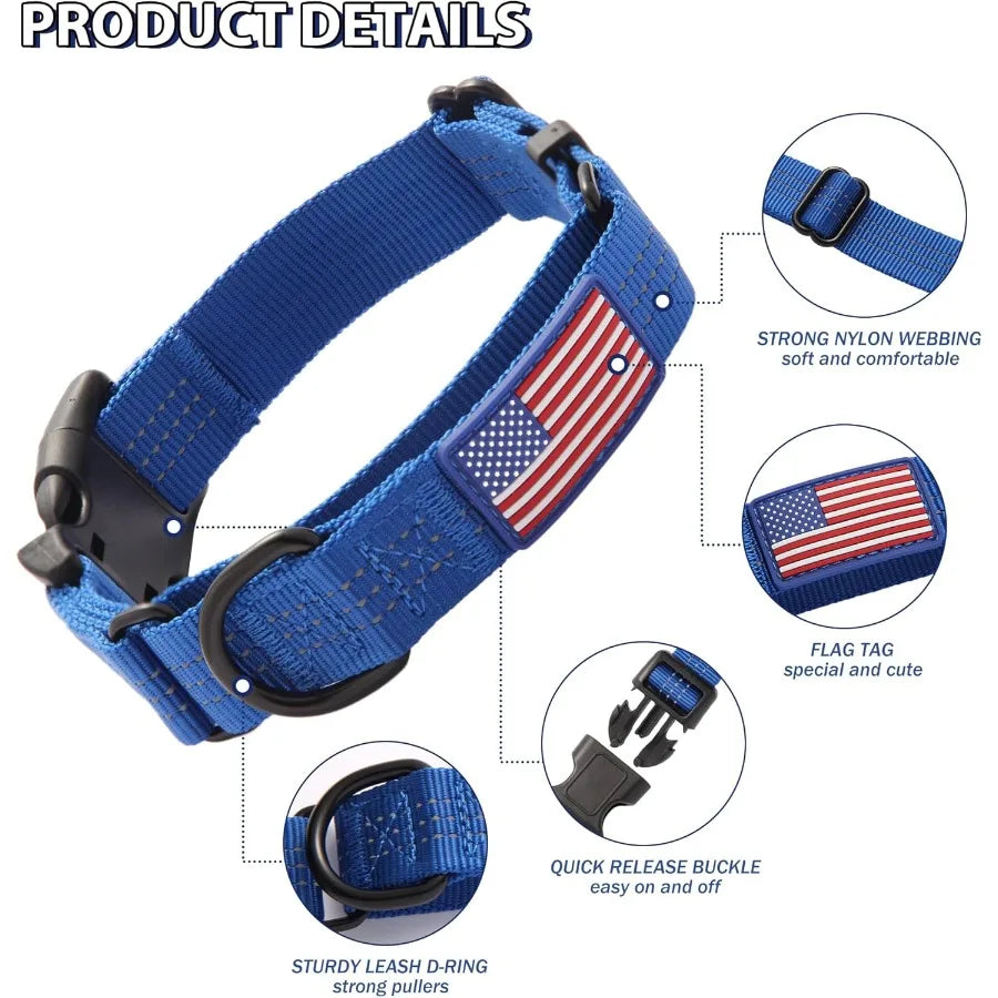 Martingale Dog Collar Quick Release Buckle No Pull Reflective Non-Slip for Medium Large Dogs Training Blue Medium