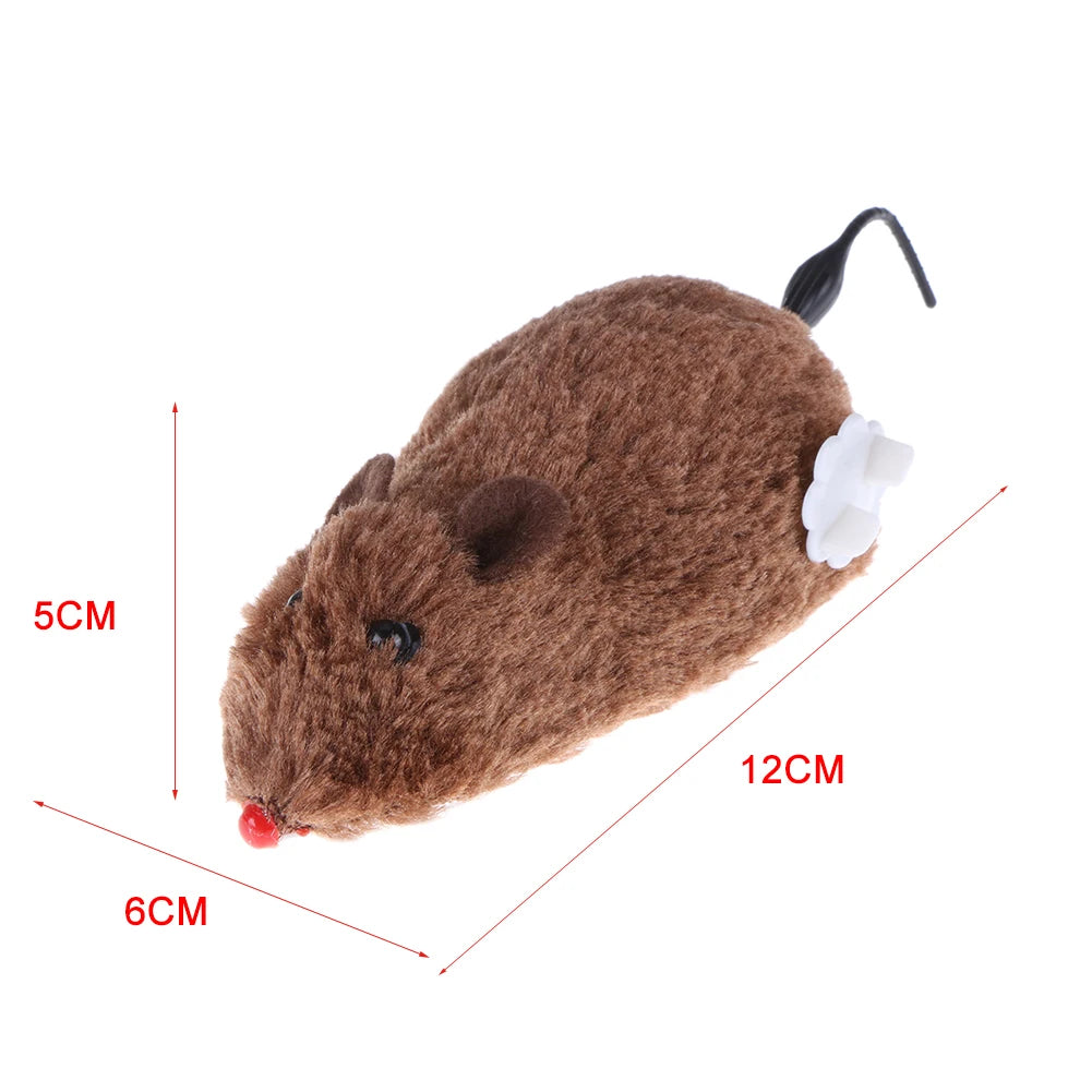 Kitten Clockwork Spring Mouse Plush TPR Cat Mechanical Motion Running Rat Toys Pet Supplies Interactive Playing Doll