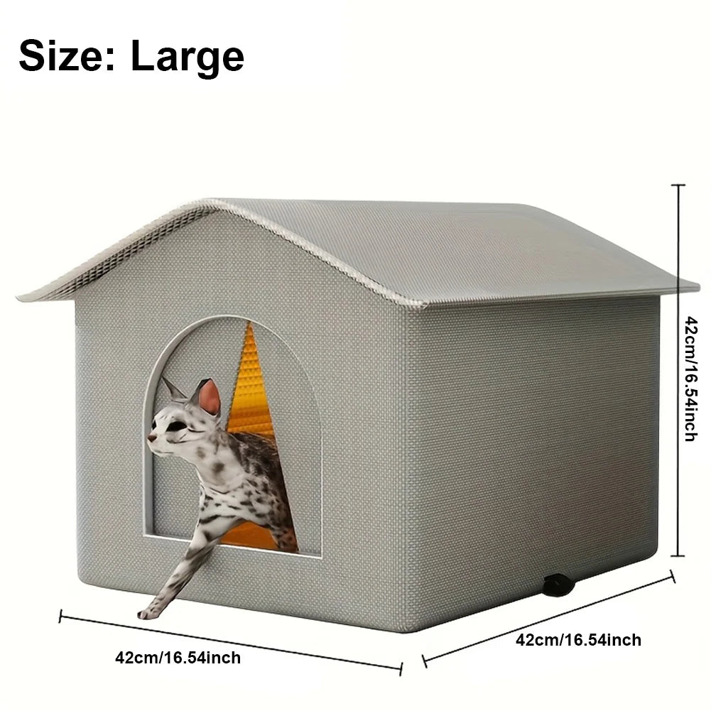 Stray Cat's House Waterproof Outdoor Feral Cats House Enclosed Pet Tent Cold Resistant Pet House Winter Warm for Winter Tent Bed