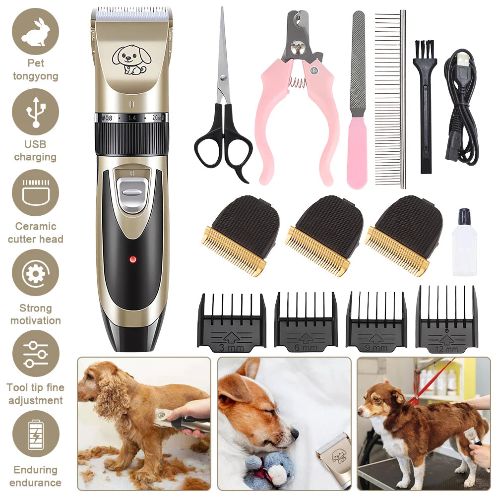 Pet Clipper Grooming Kit Rechargeable Pet Hair Trimmer Shaver Haircut Set For Cat Dog Hair Cutting Remover Machine Professional