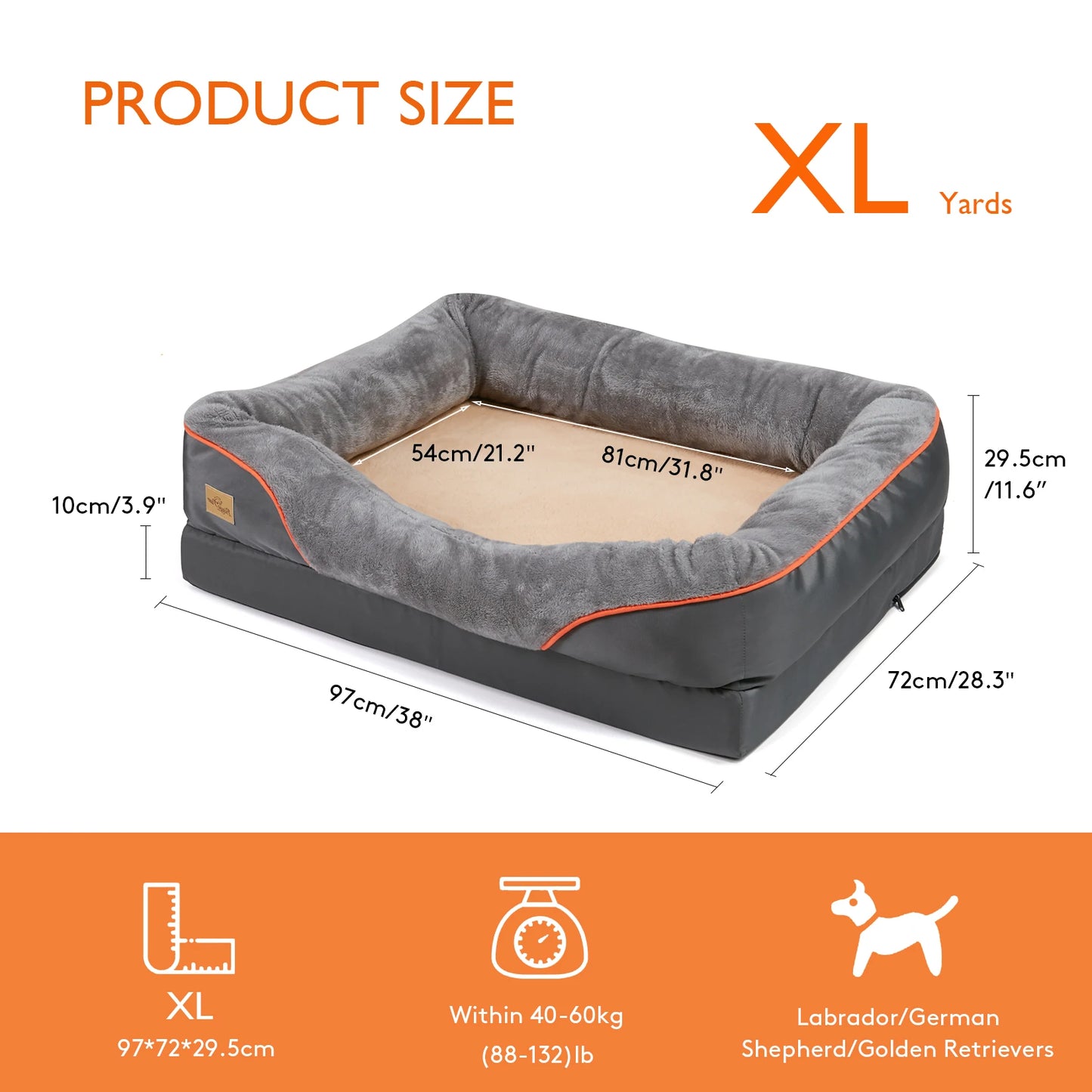 Large Dog Bed Soft Comfortable Anti Allergy Warm Fleece Removable Washable Cover Pet Bed Waterproof