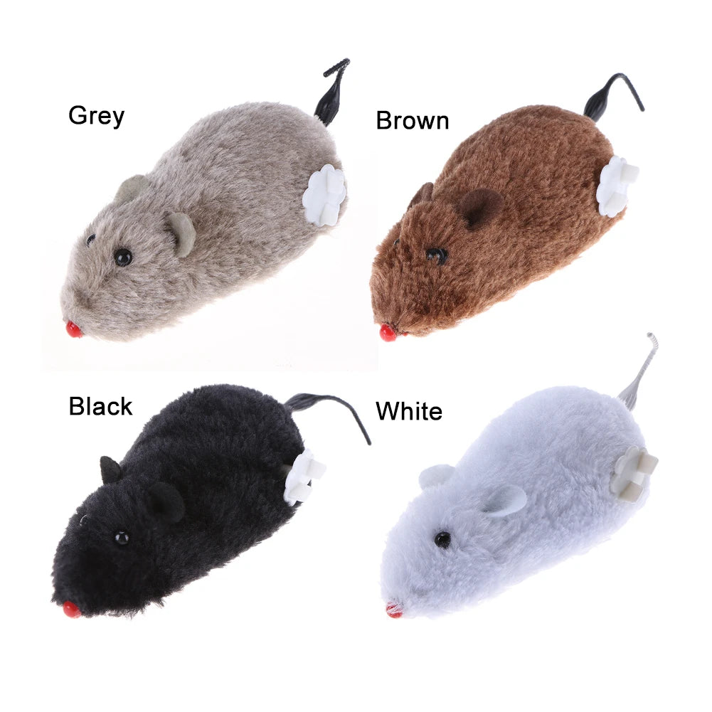 Kitten Clockwork Spring Mouse Plush TPR Cat Mechanical Motion Running Rat Toys Pet Supplies Interactive Playing Doll