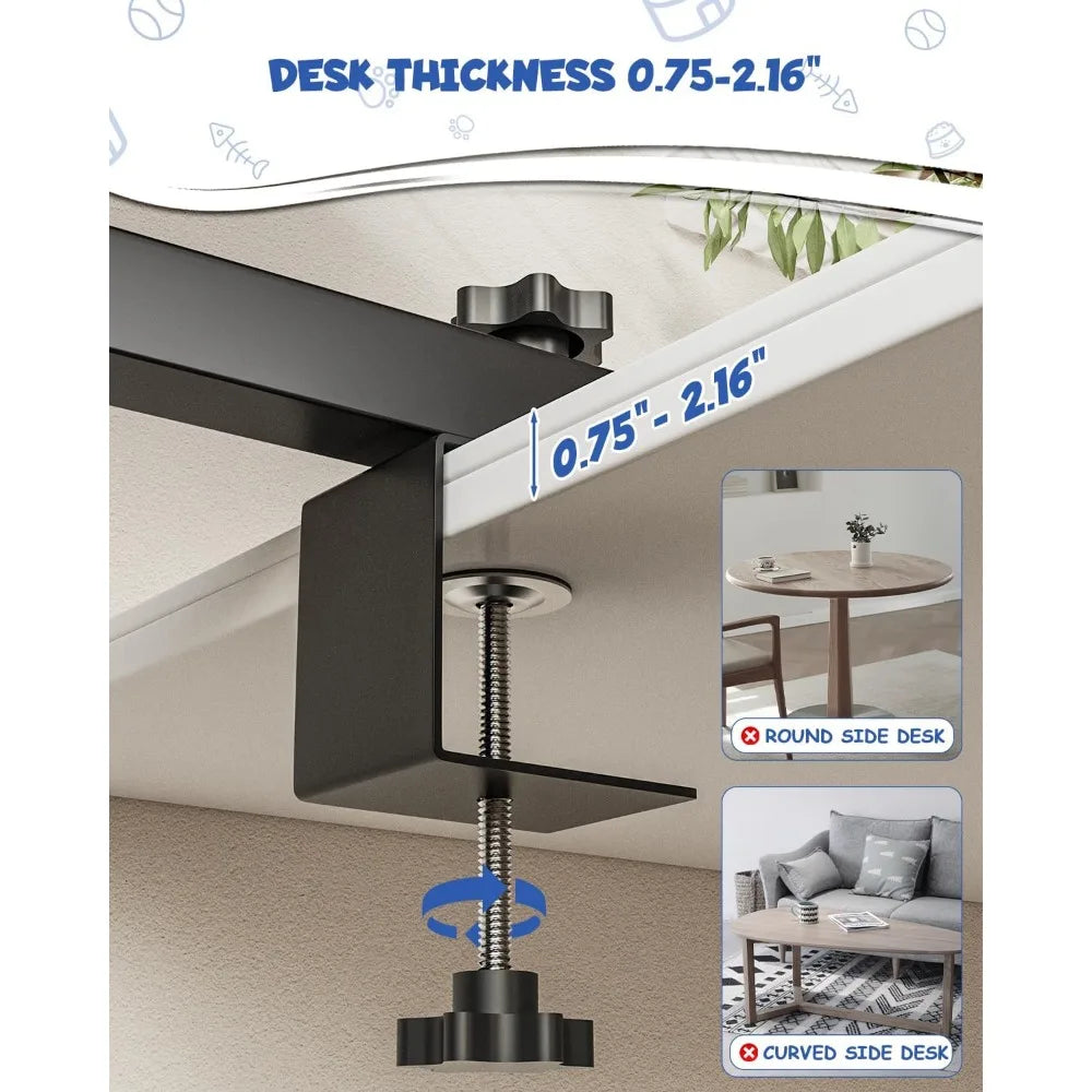 Cat Desk Bed, 360° Rotating Elevated Desk Cat Bed, Adjustable Desk Kitten Bed Up to 55 LBS, Washable Soft Fabric Pet Desks Nest