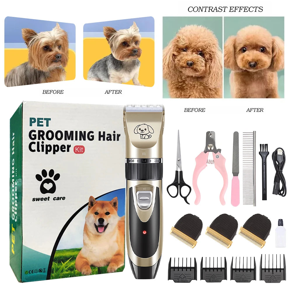 Pet Clipper Grooming Kit Rechargeable Pet Hair Trimmer Shaver Haircut Set For Cat Dog Hair Cutting Remover Machine Professional