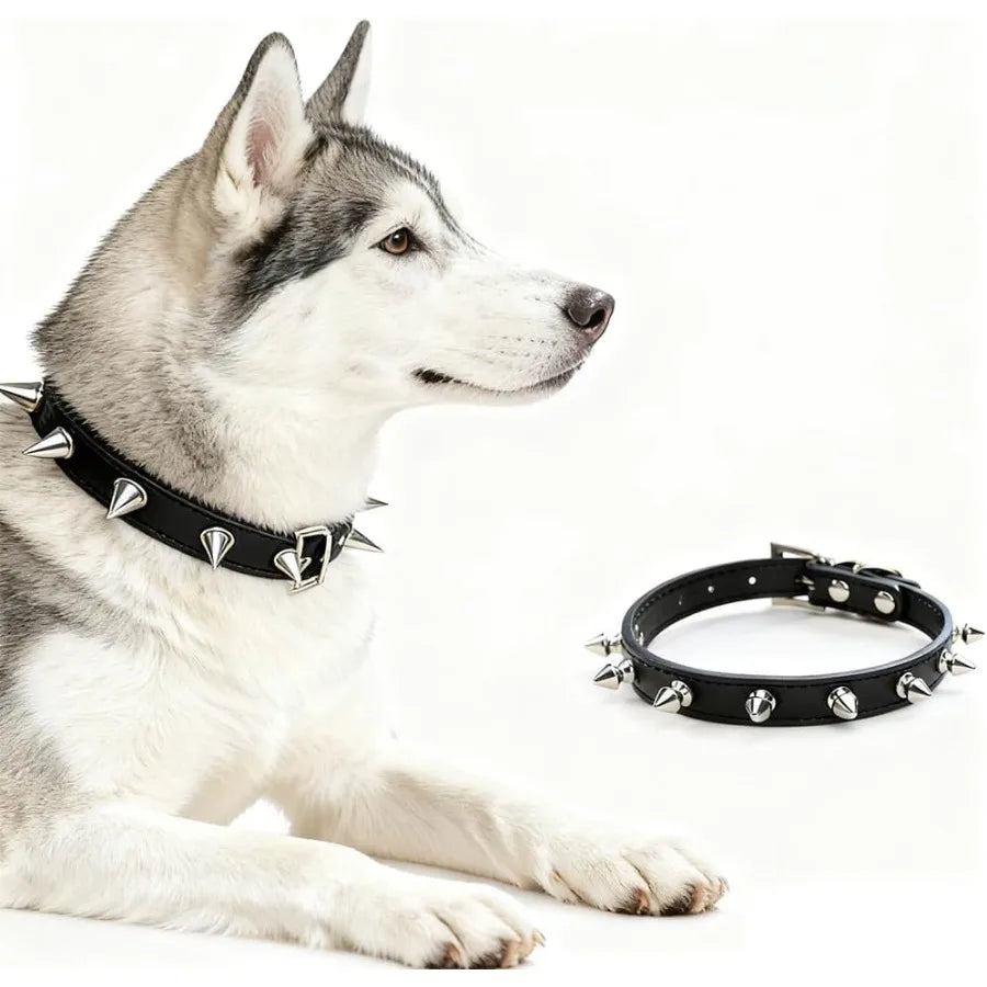 Spiked Dog Collar for Large Dogs Mushrooms Rivet Soft Pu Leather Spike Stud Studded Cat Collar 1ih Wide Adjustable for Big Larg