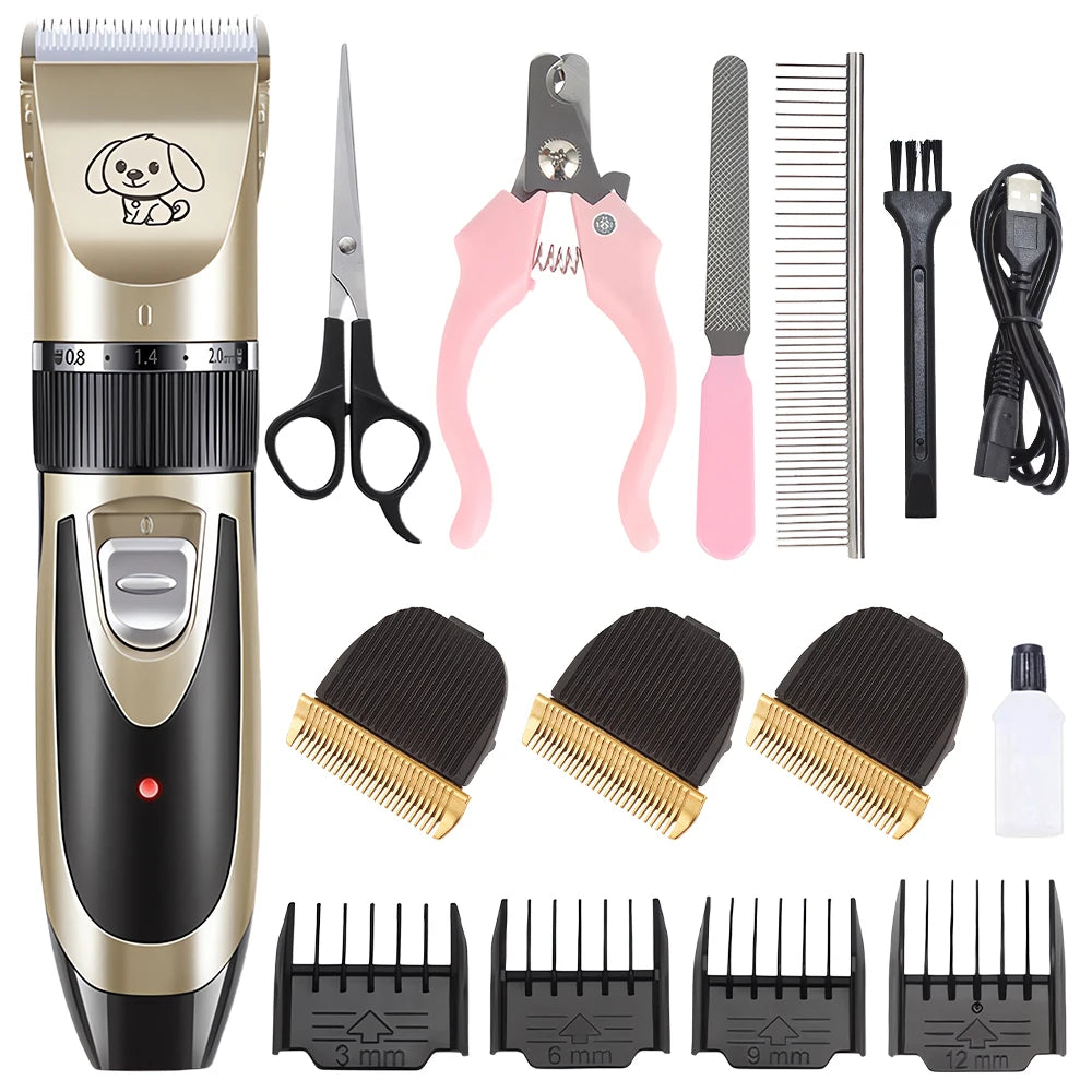 Pet Clipper Grooming Kit Rechargeable Pet Hair Trimmer Shaver Haircut Set For Cat Dog Hair Cutting Remover Machine Professional