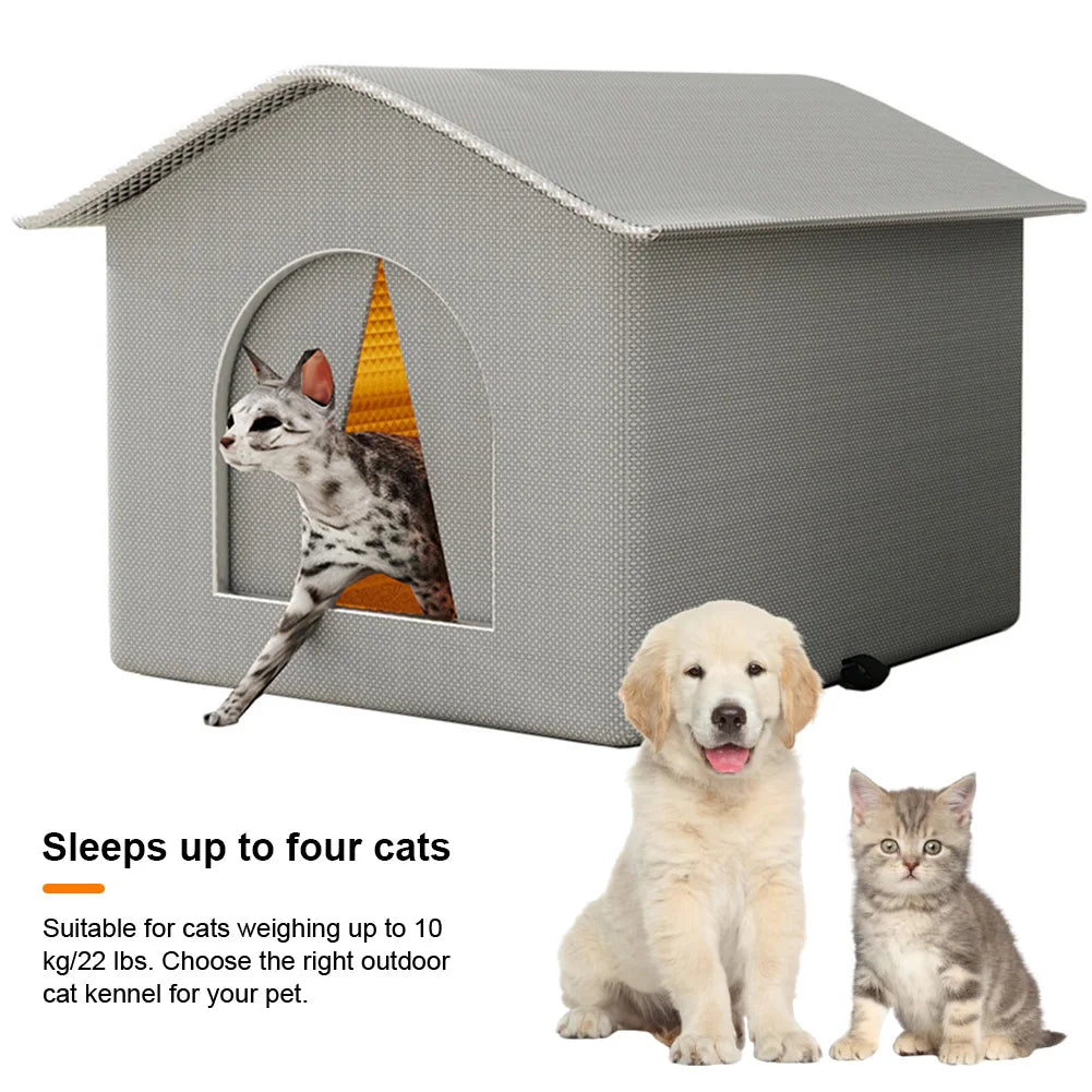 Stray Cat's House Waterproof Outdoor Feral Cats House Enclosed Pet Tent Cold Resistant Pet House Winter Warm for Winter Tent Bed