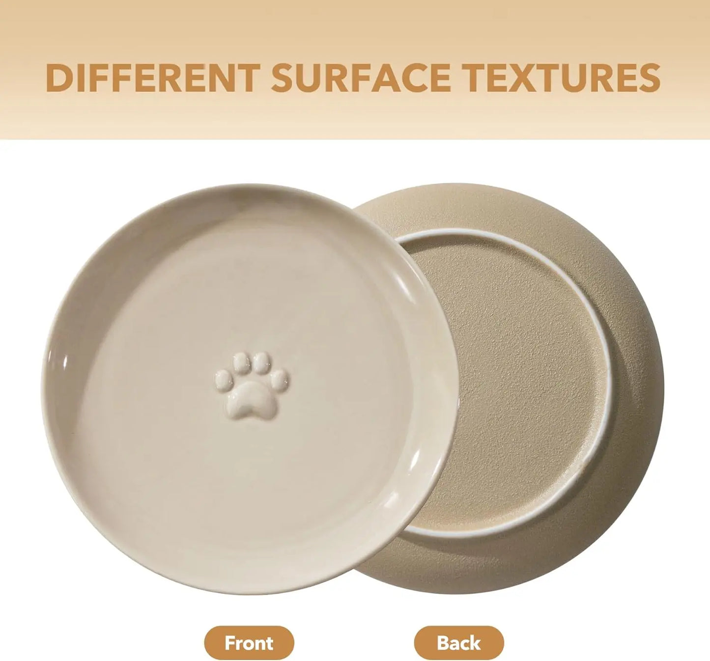 Raised Ceramic Cat Dishes, 2-in-1 Food & Water Bowl Set with Adjustable Stand, Anti-Fatigue Design