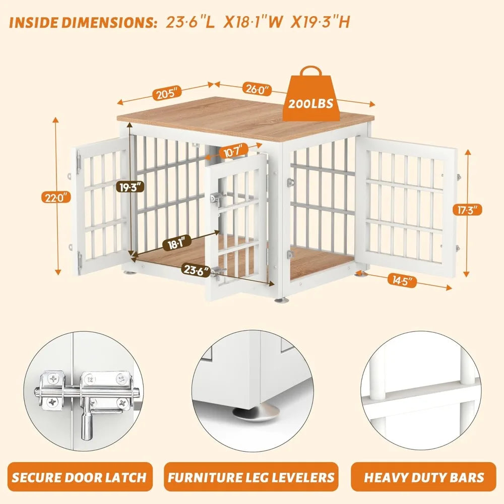 Heavy Duty Dog Crate Furniture for Small Dogs, Decorative Pet House End Table, Wooden Cage Kennel Furniture Indoor