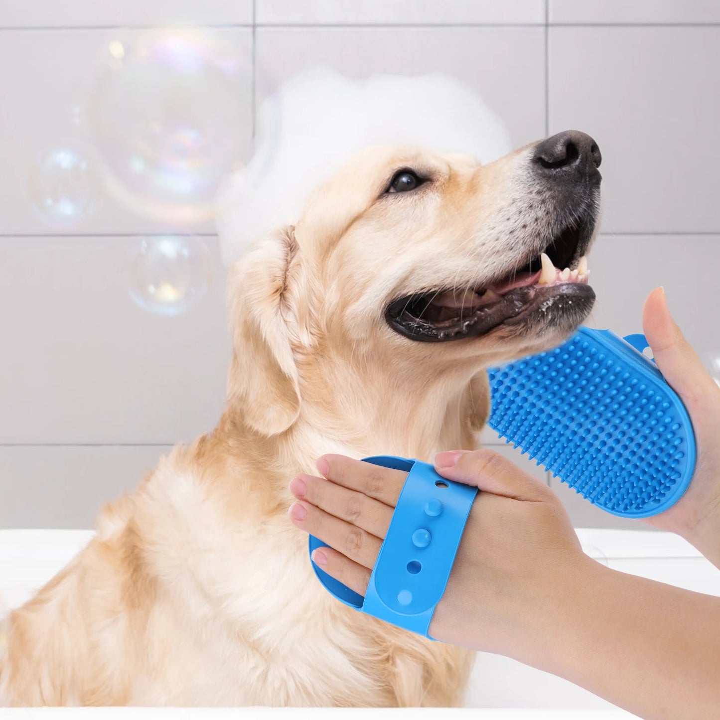 6PCS Pet Grooming Kit Silicone Dog Toothbrush Finger Dog Bath Gloves Dog Shampoo Brush Pet Grooming Gloves Dog Cat Bath Supplies
